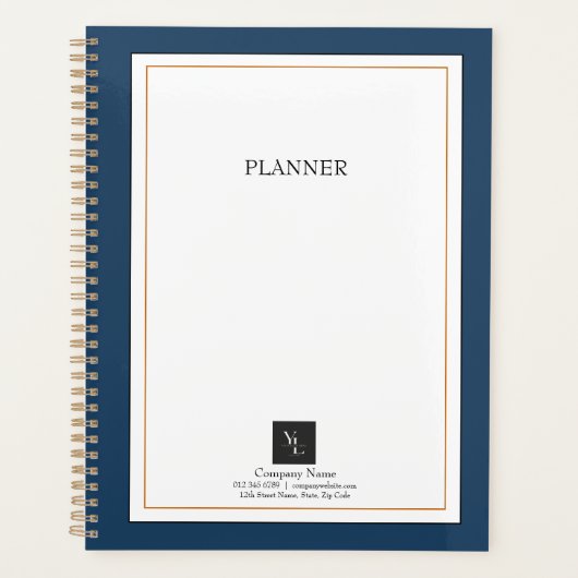 Modern Blue White Gold met zakelijke Logo Planner (Voorkant)