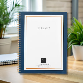 Modern Blue White Gold met zakelijke Logo Planner