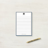 Modern Blue White Gold met zakelijke Logo Post-it® Notes (Op bureau)