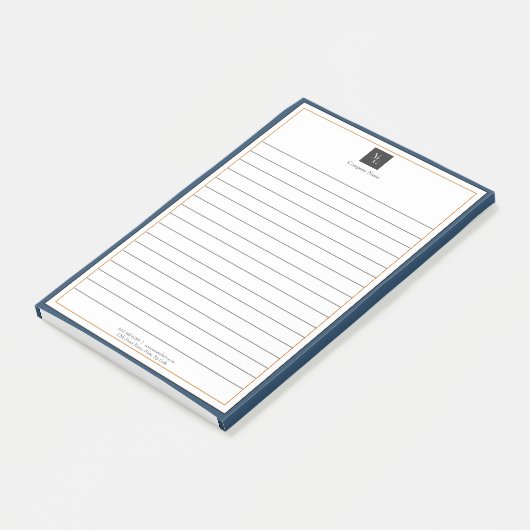 Modern Blue White Gold met zakelijke Logo Post-it® Notes (Schuin)