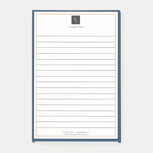 Modern Blue White Gold met zakelijke Logo Post-it® Notes (Voorkant)