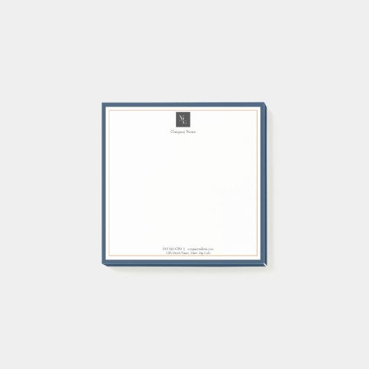 Modern Blue White Gold met zakelijke Logo Post-it® Notes (Voorkant)