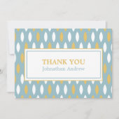 Modern Blue White & Gold Pattern Bar Mitzvah Bedankkaart (Voorkant)