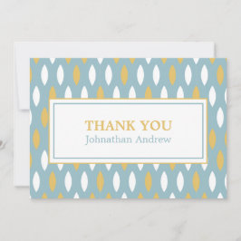 Modern Blue White & Gold Pattern Bar Mitzvah Bedankkaart