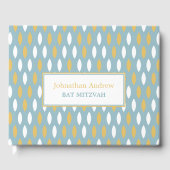 Modern Blue White & Gold Pattern Bar Mitzvah Gastenboek (Voorkant)