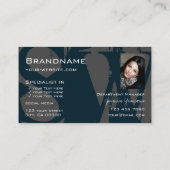 Modern Blue White Grey met foto en monogram Visitekaartje (Achterkant)