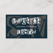 Modern Blue White Grey met foto en monogram Visitekaartje (Voorkant)