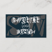Modern Blue White Grey met Foto Logo Monogram Visitekaartje (Voorkant)