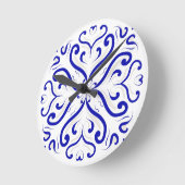 Modern Blue White Heart Swirl Pattern Kitchen Ronde Klok (Hoek)