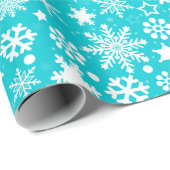Modern Blue White-kerstsnowflakes-patroon Cadeaupapier (Rol Hoek)