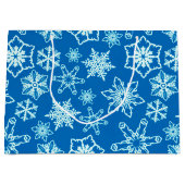 Modern Blue White-kerstsnowflakes-patroon Groot Cadeauzakje (Voorkant)