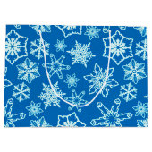 Modern Blue White-kerstsnowflakes-patroon Groot Cadeauzakje (Achterkant)