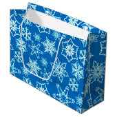 Modern Blue White-kerstsnowflakes-patroon Groot Cadeauzakje (Voorkant Gekanteld)