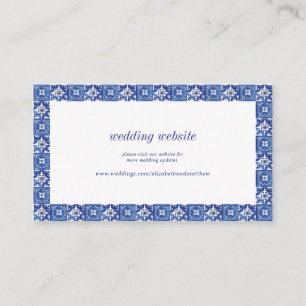 Modern Blue White Mediterranean Wedding Website Informatiekaartje