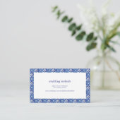Modern Blue White Mediterranean Wedding Website Informatiekaartje (Staand voorkant)
