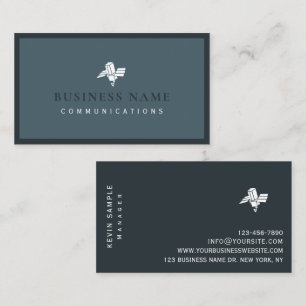 Modern Blue White Minimal Communications Company Visitekaartje