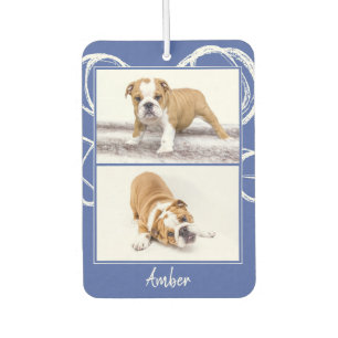 Modern Blue & White Pet Dog Photo Collage Luchtverfrisser