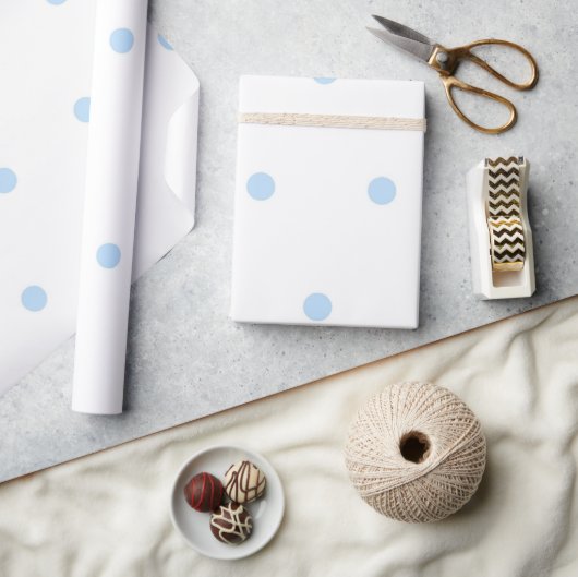 Modern Blue & White Polka Dots Pattern Cadeaupapier (Crafts)