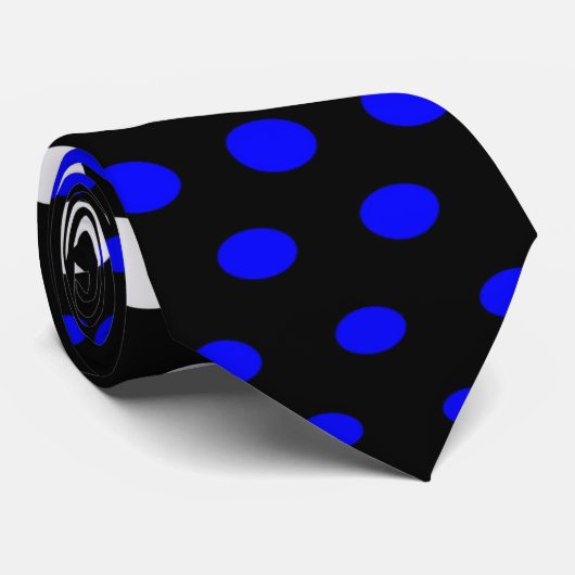 Modern Blue & White Polka Dots Pattern Stropdas (Opgerold)