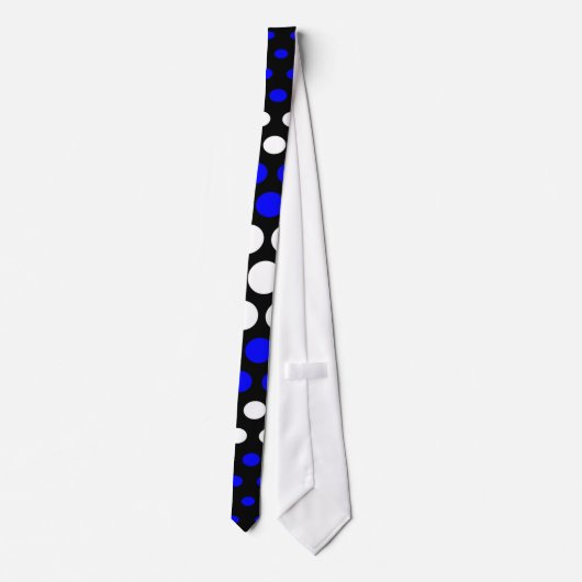 Modern Blue & White Polka Dots Pattern Stropdas (Achterkant)