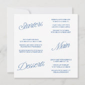 Modern Blue & White Script Wedding Menu Card Kaart (Achterkant)