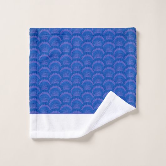Modern Blue White Seashell Monogram Coastal Bad Handdoek (Wasdoekje)