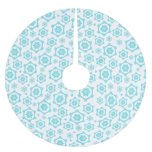 Modern Blue White Snowflake Pattern Kerstmis Kerstboom Rok (Voorkant)