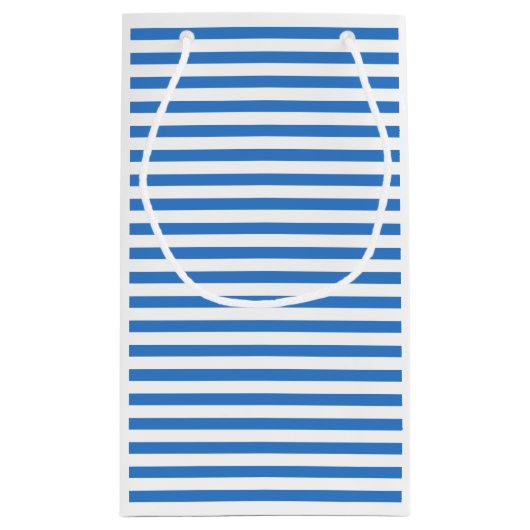 Modern Blue White Striped Elegant Trendy Sjabloon Klein Cadeauzakje (Achterkant)