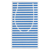 Modern Blue White Striped Elegant Trendy Sjabloon Klein Cadeauzakje (Voorkant)
