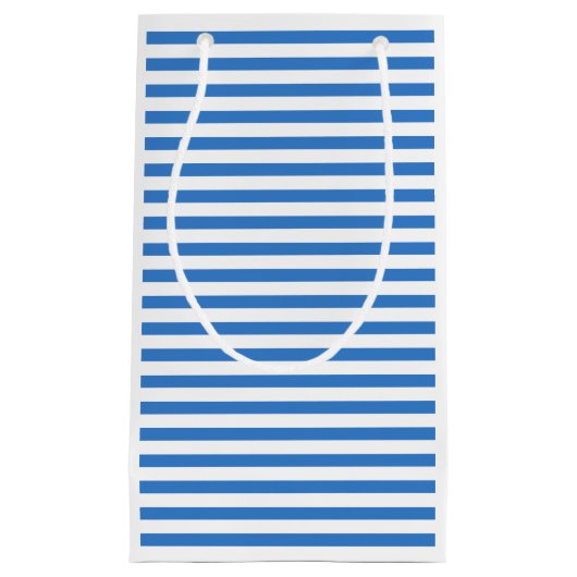 Modern Blue White Striped Elegant Trendy Sjabloon Klein Cadeauzakje (Voorkant)