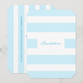Modern Blue & White Stripes Wedding Invitation Kaart (Voorkant / Achterkant)