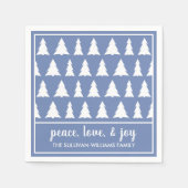 Modern Blue White Tree Pattern Name Holiday Party Servet (Voorkant)