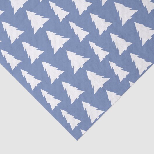 Modern Blue White Trees Holiday Pattern Tissuepapier (Detail)