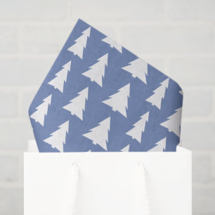 Modern Blue White Trees Holiday Pattern Tissuepapier