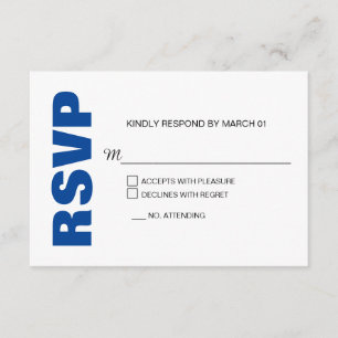 Modern Blue White Wedding RSVP-antwoord RSVP Kaartje