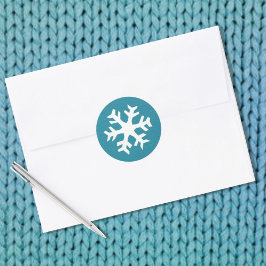 Modern Blue White Winter Snowflake Ronde Sticker