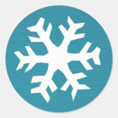 Modern Blue White Winter Snowflake Ronde Sticker (Voorkant)