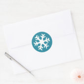 Modern Blue White Winter Snowflake Ronde Sticker (Envelop)