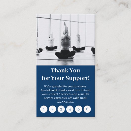 Modern Blue & White with Logo Thank You Punch Klantenkaartje (Voorkant)