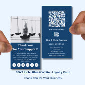 Modern Blue & White with Logo Thank You Punch Klantenkaartje