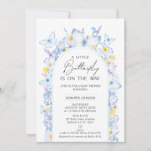 Modern Blue Wildflower Vlinder Baby shower Kaart (Voorkant)