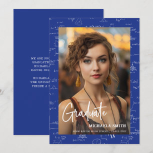Modern Blue Wiskunde Script Photo Message Afstuder Aankondiging
