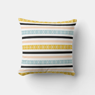 Modern Blue Yellow Black White Stripes patroon Kussen