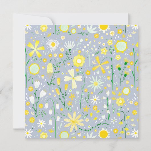 Modern Blue Yellow Floral Save The Date (Achterkant)