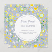 Modern Blue Yellow Floral Vrijgezellenfeest Kaart (Voorkant / Achterkant)