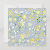 Modern Blue Yellow Floral Wedding Kaart (Achterkant)