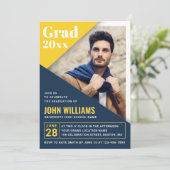 Modern Blue Yellow | Fotogradatiepartij Kaart (Staand voorkant)