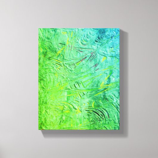 Modern Blue Yellow Green Trendy Abstracte kunst Canvas Afdruk (Voorkant)