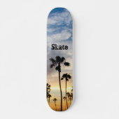 Modern Blue Yellow Personalized Palm Tree Sunset Persoonlijk Skateboard (Voorkant)