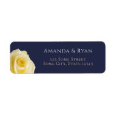 Modern Blue Yellow Rose Floral Wedding Address Etiket (Voorkant)